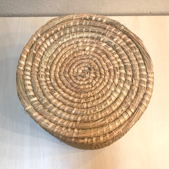 Handmade Rattan Cylindrical Basket 10"h x 9"w walls 1/2 inch thick. Like New. - Picture 4 of 6